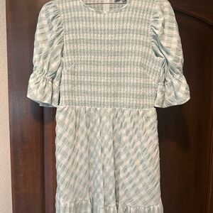 Tuckernuck mint green and White Textured Gingham dress